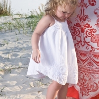 little girl white dress beach portrait