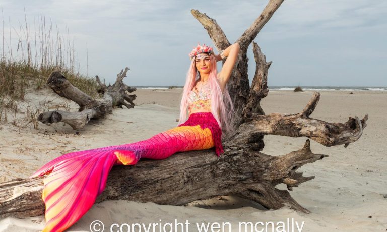 Mermaid Photography on Tybee Island with Mermaid Flamingo